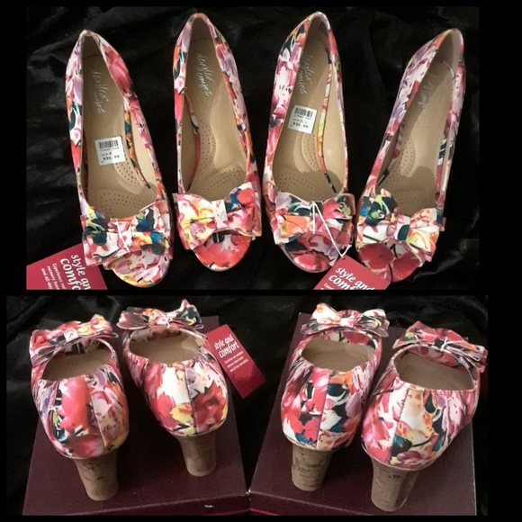 LAST PAIR!! FLORAL WEDGES w/Bow 🌹🏵💮🌸 - Picture 2 of 6